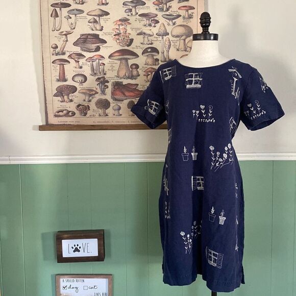 Vintage Garden Embroidered Denim Dress - Picture 1 of 5